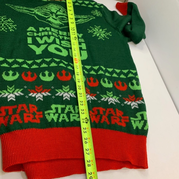 H&M Star Wars Yoda themed Ugly A Merry Christmas pullover/sweater red green - Picture 7 of 12